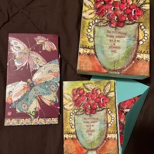 Colorful Butterfly and Floral Greeting Card/note pad